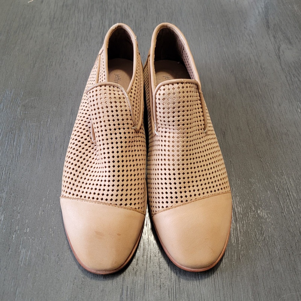 Jeffrey Campbell lbiza Suede Laser Cut Tan Loafer Size 9.5